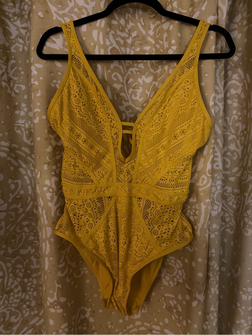 BECCA Sun Glow Lace One-Piece Swimsuit with Plunge Neck - Picture 2 of 5